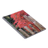 Rode Japanse esdoornbladeren en bamboe hek Notitieboek (Rechterzijde)