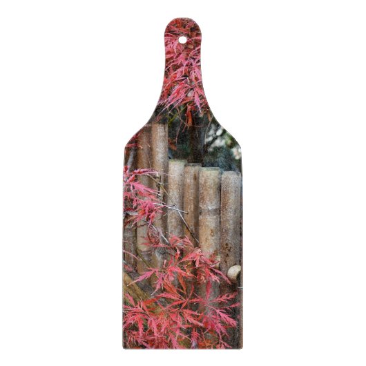 Rode Japanse esdoornbladeren en bamboe Snijplank (Voorkant)