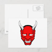 Rode Japanse Hannya-masker Briefkaart (Voorkant / Achterkant)