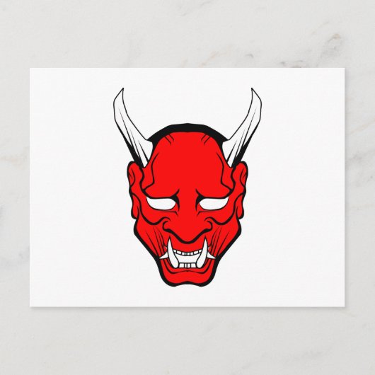 Rode Japanse Hannya-masker Briefkaart (Voorkant)