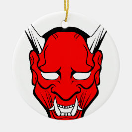 Rode Japanse Hannya-masker Keramisch Ornament