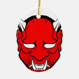 Rode Japanse Hannya Masker Keramisch Ornament