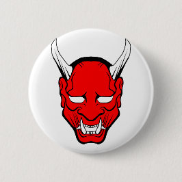 Rode Japanse Hannya-masker Ronde Button 5,7 Cm