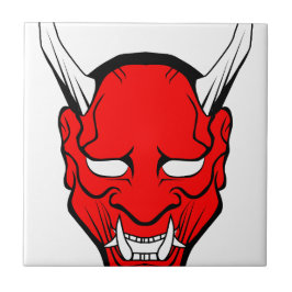 Rode Japanse Hannya Masker Tegeltje