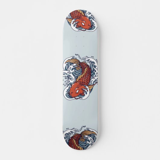 Rode Japanse Koi-visillustratie Persoonlijk Skateboard (Voorkant)
