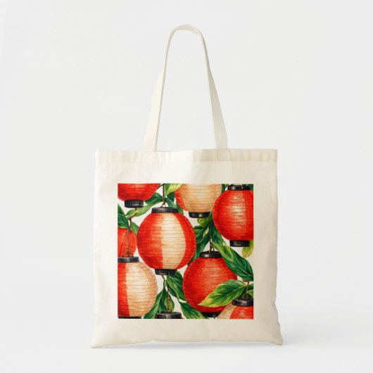 Rode Japanse Lantaarnblad Tote Bag (Voorkant)