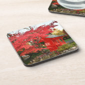 Rode Japanse mantel en tuinschildpad Bier Onderzetter (Linkerzijde)