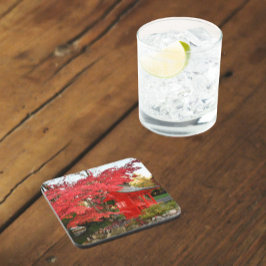 Rode Japanse mantel en tuinschildpad Bier Onderzetter