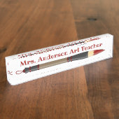 Rode Japanse penseel personaliseer Desk Name Bord Naambordje (Zijkant)