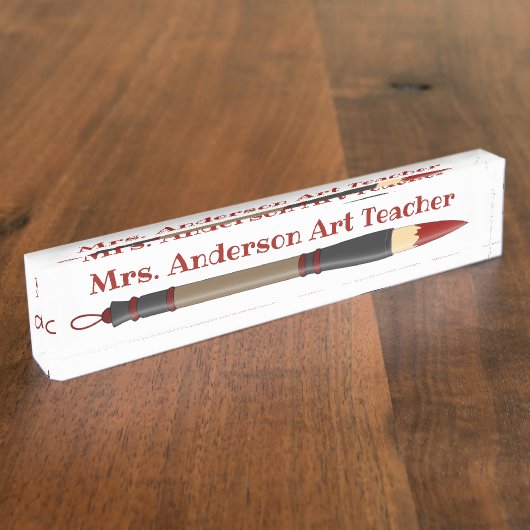 Rode Japanse penseel personaliseer Desk Name Bord Naambordje (Zijkant)