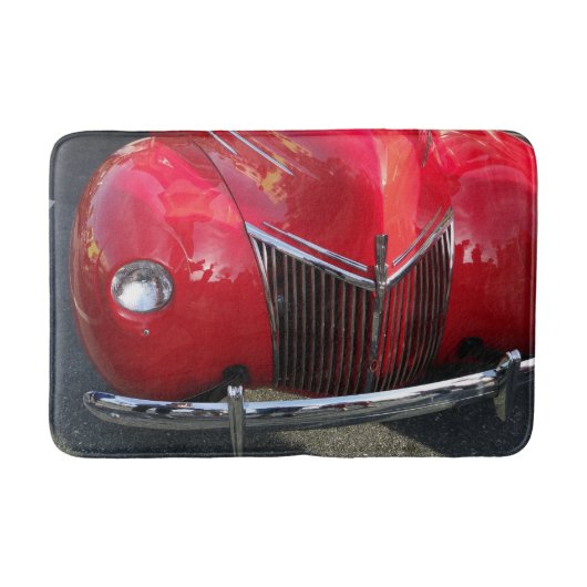Rode  jaren '30 auto op een vloermat badmat (Voorkant)