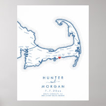 Rode Jas Huwelijk Cape Cod Navy Gastboek Poster