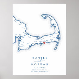 Rode Jas Huwelijk Cape Cod Navy Gastboek Poster
