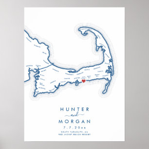 Rode Jas Huwelijk Cape Cod Navy Gastboek Poster
