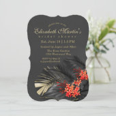 Rode Jasmijn Donker Tropisch Vrijgezellenfeest Kaart (Staand voorkant)