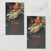 Rode Jasmine Donkere Tropische Bruiloft Plaatskaartje (Voorkant / Achterkant)