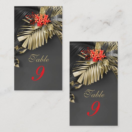 Rode Jasmine Donkere Tropische Bruiloft Plaatskaartje (Voorkant / Achterkant)