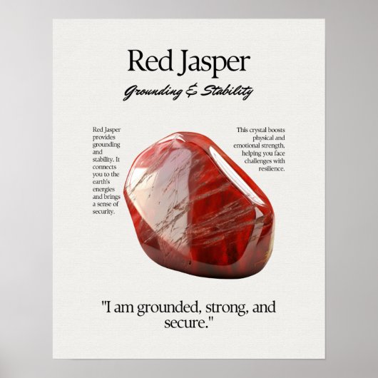 Rode Jasper Gem Crystal Betekenis Kaart Poster (Voorkant)