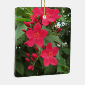 Rode Jatropha Bloemen Keramisch Ornament (Rechts)