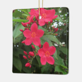 Rode Jatropha Bloemen Keramisch Ornament (Links)