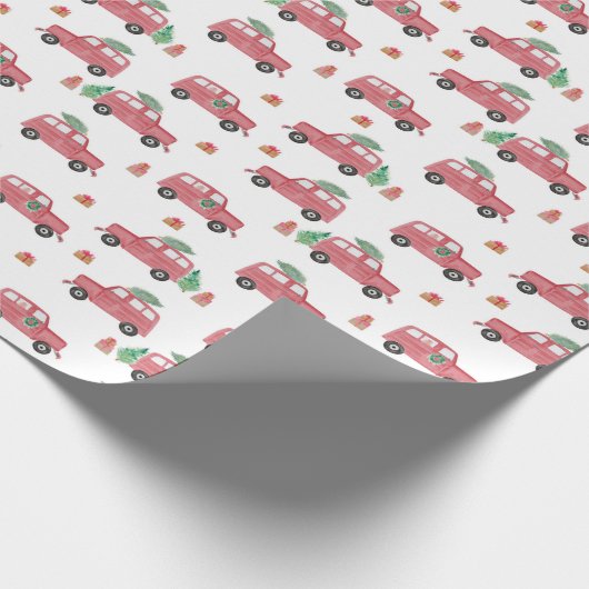 Rode jeep-kerstpapier met Waterverf voor kerstinpa Cadeaupapier (Hoek)