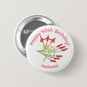 Rode Jetvliegtuigen - 90e Verjaardagsbadge Ronde Button 5,7 Cm (Voorkant /achterkant)