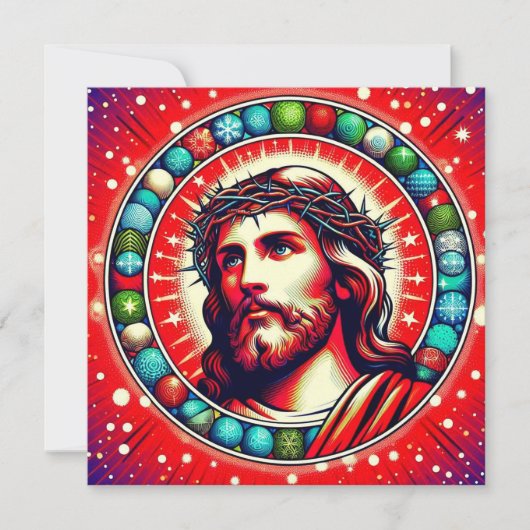 Rode Jezus kerstkaart! Feestdagenkaart (Voorkant)