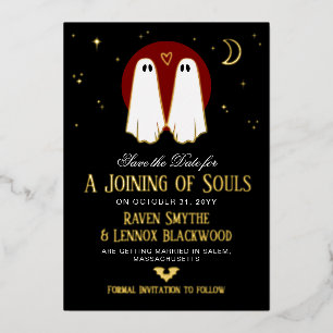 Rode 'Joining of Souls' Geesten Save the Date Folie Uitnodiging