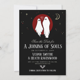 Rode 'Joining of Souls' Halloween-huwelijk Save The Date