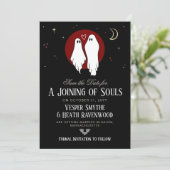 Rode 'Joining of Souls' Halloween-huwelijk Save The Date (Staand voorkant)