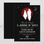 Rode 'Joining of Souls' Halloween-huwelijk Save The Date (Voorkant / Achterkant)