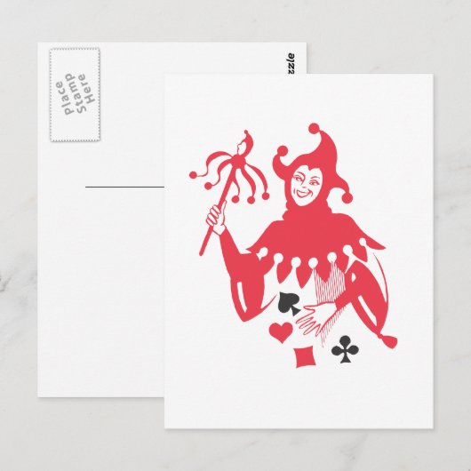 Rode joker briefkaart (Voorkant / Achterkant)