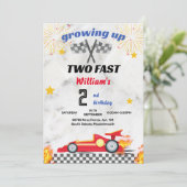 rode jongen auto's Race auto twee snelle 2e verjaa Kaart (Staand voorkant)