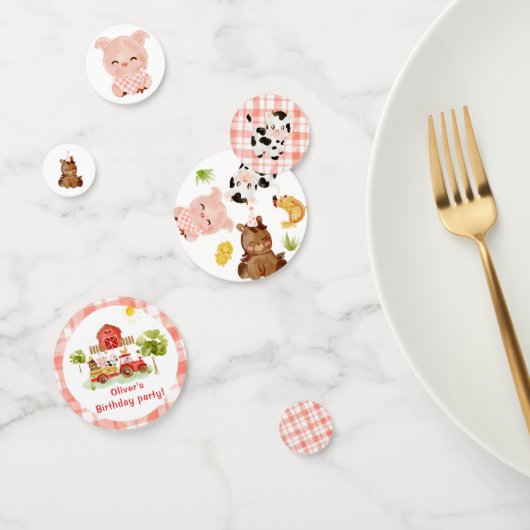 Rode jongen barnyard boerderij dieren verjaardag confetti (Groep)