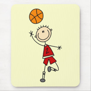 Rode jongens basketbal T-shirts en cadeaus Muismat