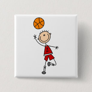 Rode jongens basketbal T-shirts en cadeaus Vierkante Button 5,1 Cm