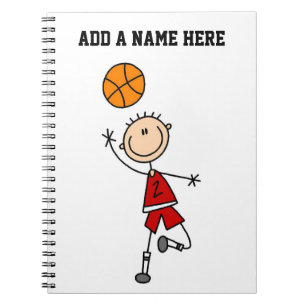 Rode jongens basketbalspeler T-shirts en cadeaus Notitieboek
