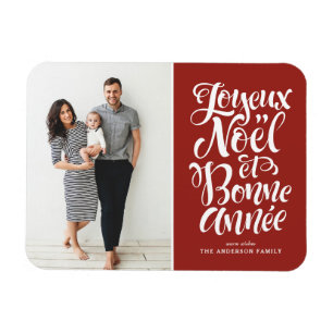 Rode Joyeux Noël et Bonne Année Kerstfoto Magneet