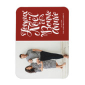 Rode Joyeux Noël et Bonne Année Kerstfoto Magneet (Verticaal)