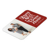 Rode Joyeux Noël et Bonne Année Kerstfoto Magneet (Linkerzijde)