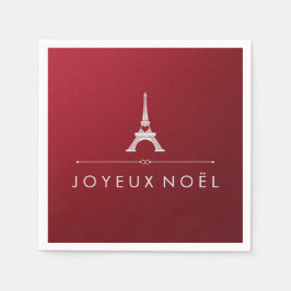 Rode Joyeux Noel Franse Kerst en Eiffeltoren Servetten