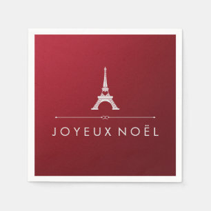Rode Joyeux Noel Franse Kerst en Eiffeltoren Servetten