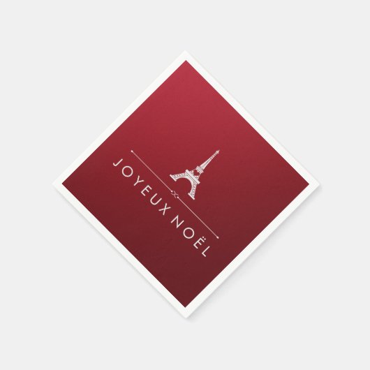 Rode Joyeux Noel Franse Kerst en Eiffeltoren Servetten (Hoek)