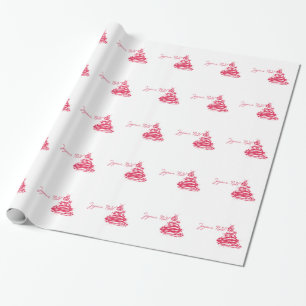 Rode Joyeux Noël met Kerstboom Cadeaupapier