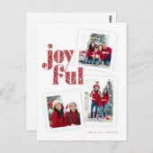  Rode Joyful foto, collage kerst/feestdag Briefkaart (Voorkant / Achterkant)