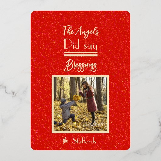 Rode Joyoux Noel Foto Kerst Kaart (Achterkant)