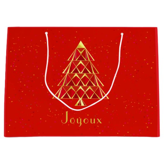 Rode Joyoux Noel Gift Bag Groot Cadeauzakje (Voorkant)