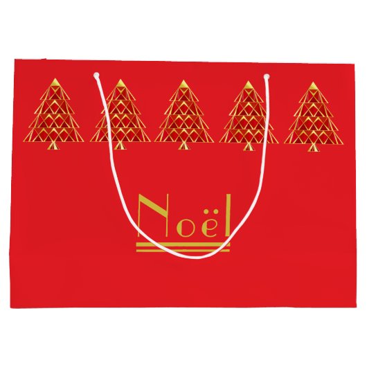 Rode Joyoux Noel Gift Bag Groot Cadeauzakje (Achterkant)