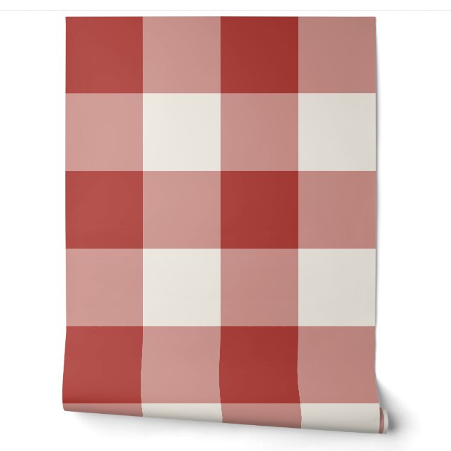 Rode Jumbo Gingham Karo Plaid Behang (Afrollen)