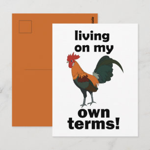 Rode Junglefowl Leeft Op Mijn Eigen Voorwaarden Ha Briefkaart